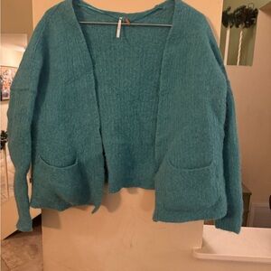 Women's Teal Open-Front Sweater FP